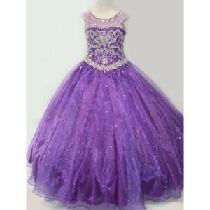 NEW LITTLE ROSIE girl's long national level pageant dress in purple
